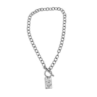 Silver Statement Necklace with Rectangle Pendant - Creative Jewelry by Marcia - Asymmetrical Jewelry - Timeless Jewelry